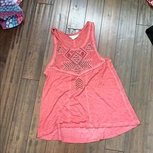 coral tank top with design